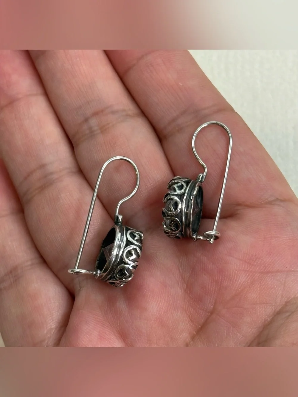 Sterling silver and clear glass kidney wire earrings